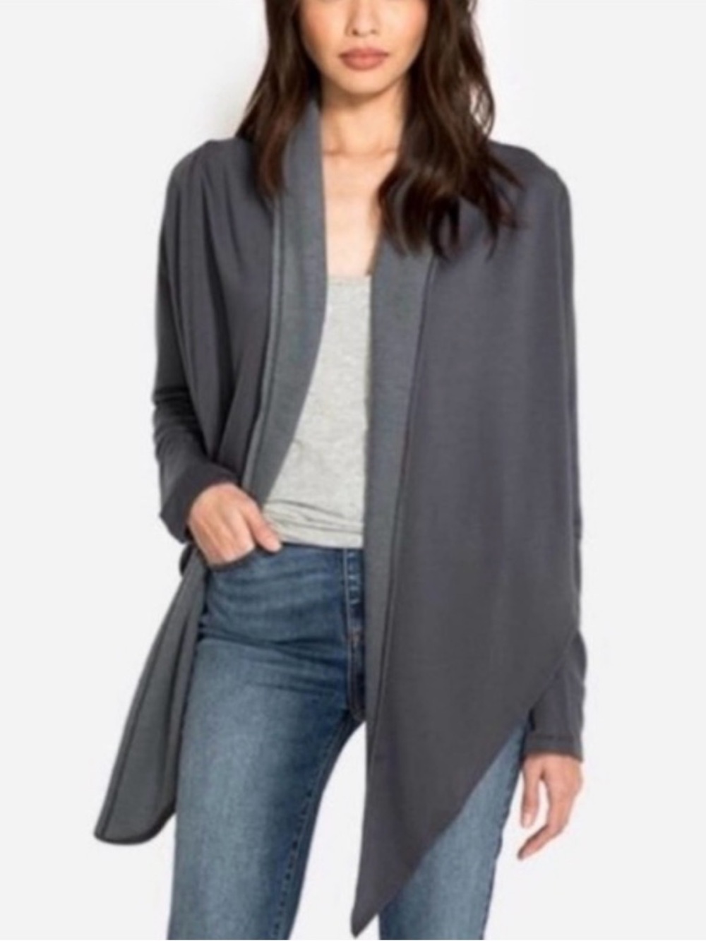 Johnny Was calme draped sweater cardigan gray NEW